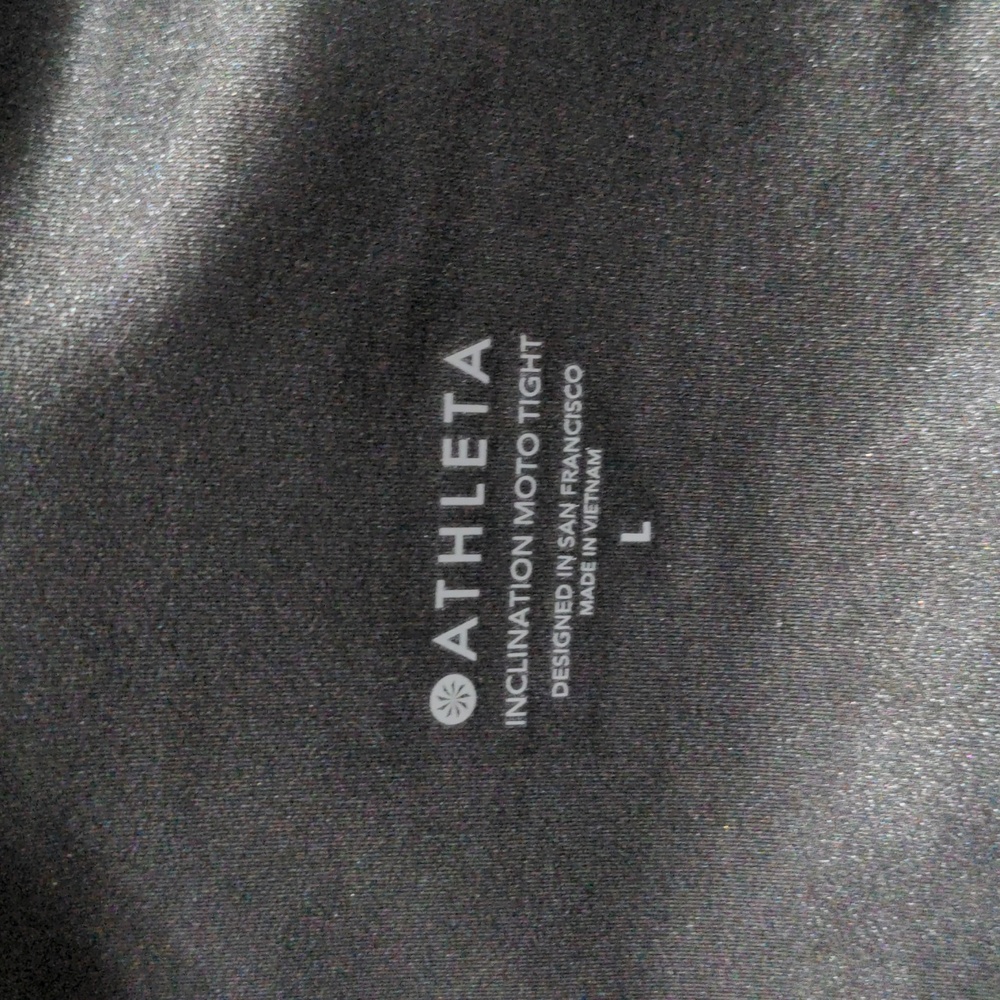 SOLD Athleta Inclination Moto Tights sz L Gleam Black Metallic Shimmer Leggings - Picture 7 of 8
